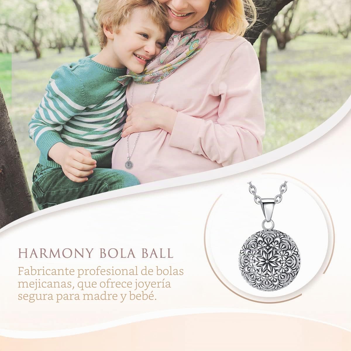 Llamador de Angeles Embarazada Vintage Bisuteria Collares de Mujer, Colgantes Primer Embarazo Mamá Regalos Originales para Madre, 76,2cm + 114,3cm