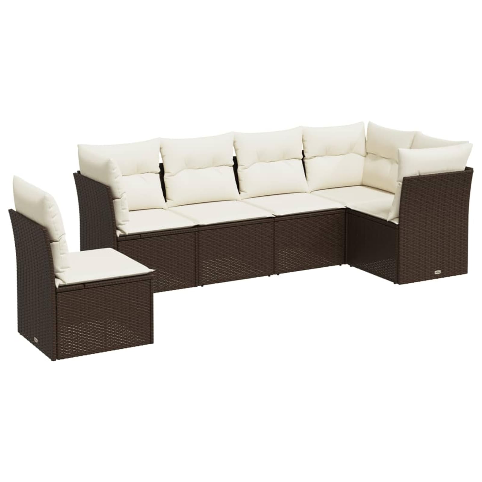 Set Divano da Giardino 7 Pezzi, con Cuscini Sfoderabili e Lavabili, Polyrattan PE Resistente agli UV, Tavolino in Vetro Temperato, per Terrazza, Cortile e Patio