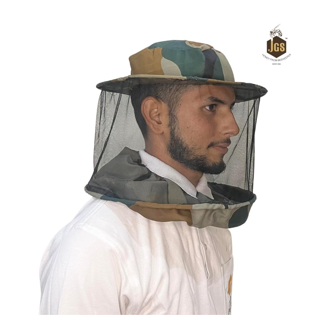 JGS Bee Cap Honeybee Cap | Bee Veil for Protection of Face from Honey Bee Sting | Sting Protection for Neck and Face (Army Colour) - Image 5 thumbnail