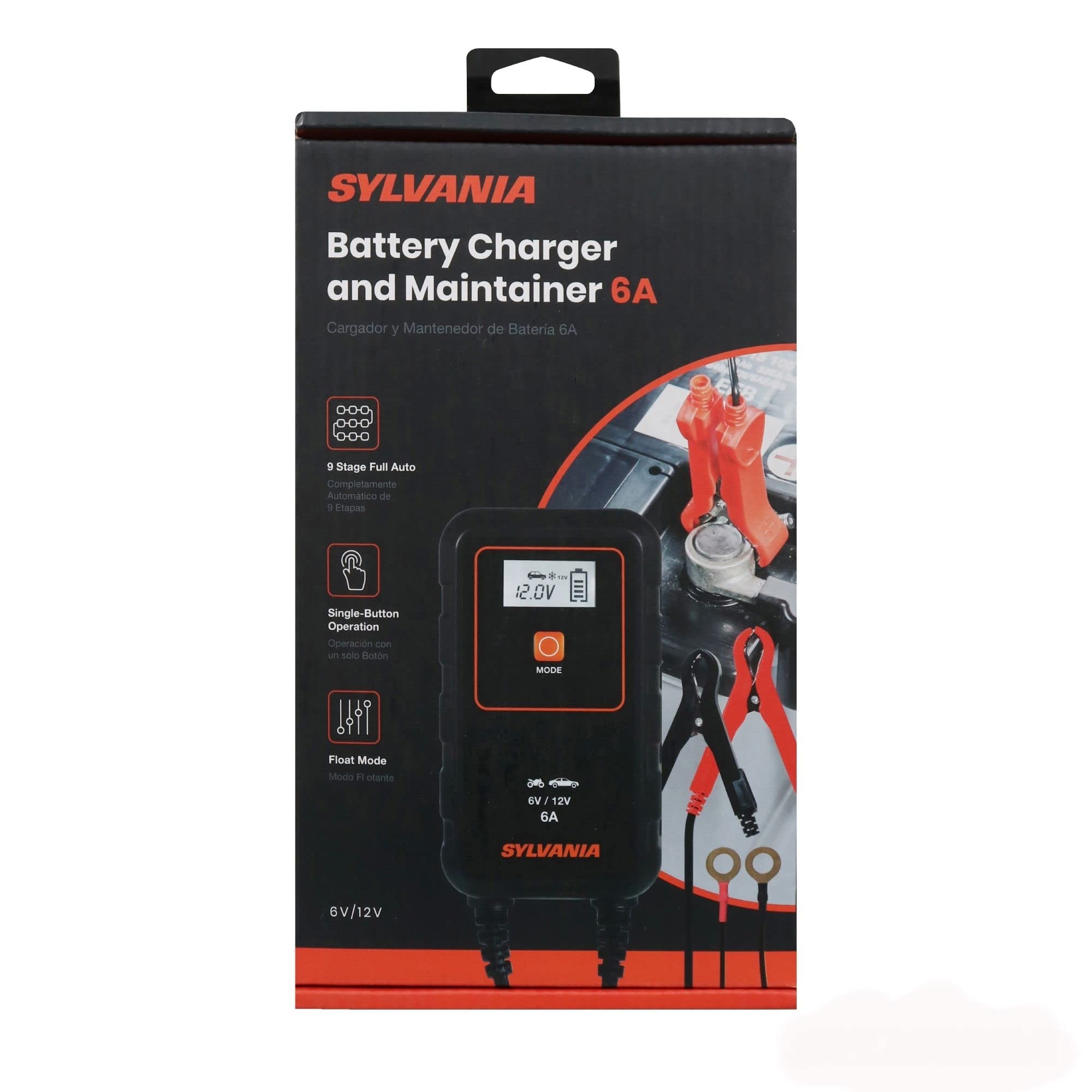 SYLVANIA - Smart Charger - Heavy-Duty, Portable Car Battery Charger - Makes Car Charging Easy - Use as Battery Maintainer - 6V or 12V Voltage Output - 6 AMP