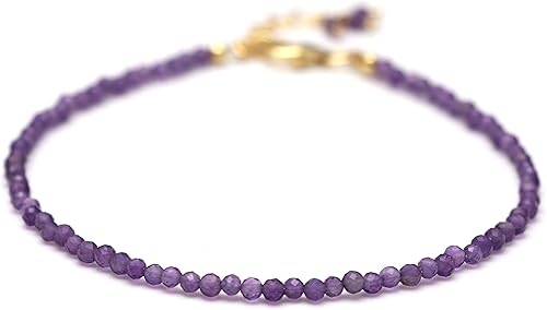 Miniatura 3 de Pulsera ajustable de plata esterlina 925 con cuentas completas para mujer, cuentas de piedras preciosas naturales, pulsera delicada, regalo de