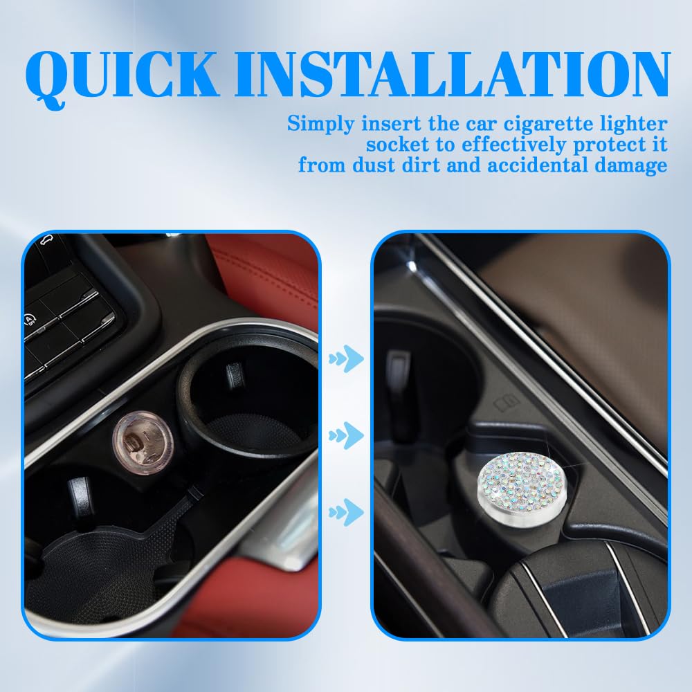 deemars Bling Auto Accendisigari Tappo Accendisigari Copertura Impermeabile Polvere Decorazione Interna Auto Cristallo Presa Antipolvere Universale (AB