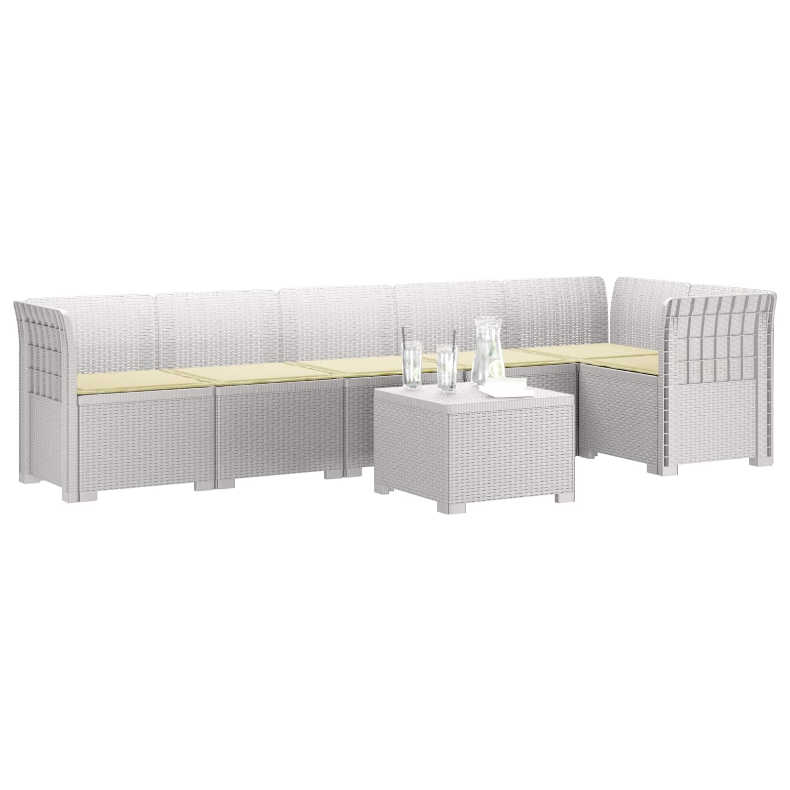 vidaXL Sofa Ogrodowa 6-osobowa z Poduszkami w Wyglądzie Rattanu PP