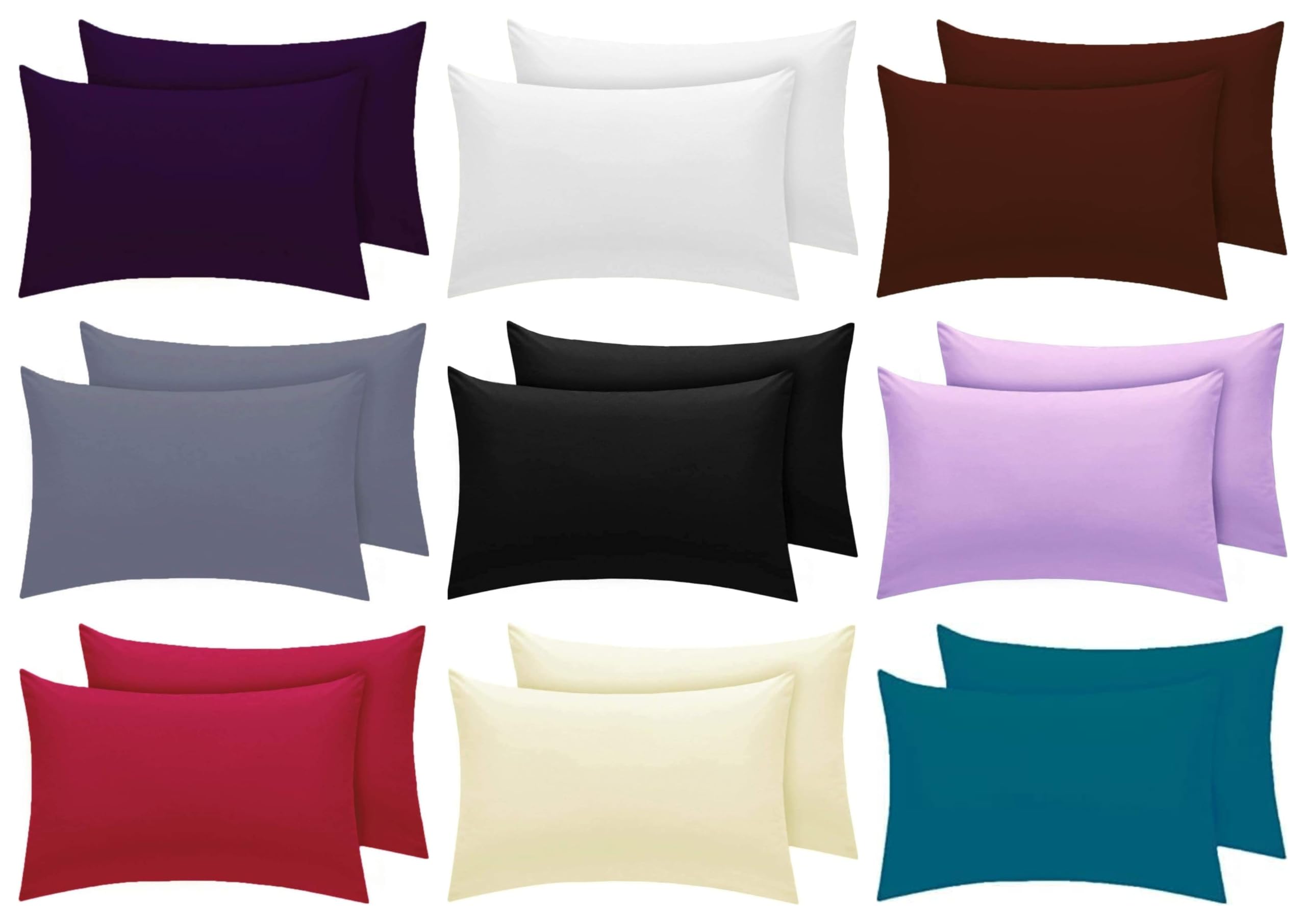 New Easy Care Plain Dye Housewife Pillow Cases 2 Pack Black T180 No Iron Polycotton Bedding Linen Pillow Case Covers — image 1