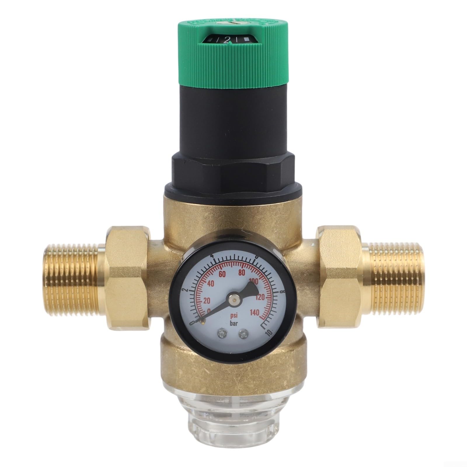 Riduttore di pressione in ottone per Honeywell con manometro e filtro, regolatore di pressione dell'acqua regolabile DN20, filtro di ricambio incluso, 210 x 130 x 100 mm (3/4")