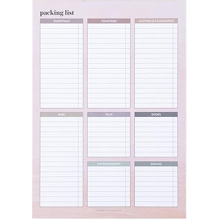 amazon com packing list notepad ensure all essentials are packed travel checklist pad 6 x 8 5 25 sheets of thick 80 lb paper business trip staycation and vacation planner pad by erin