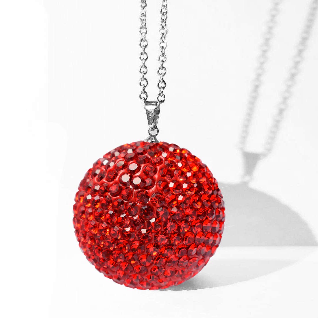 Red Bling Ball for Car Rear View Mirror Charm Hanging Ornament for Car Mirror Accessories for Men and Women Bling Car Mirror Decor (Red)