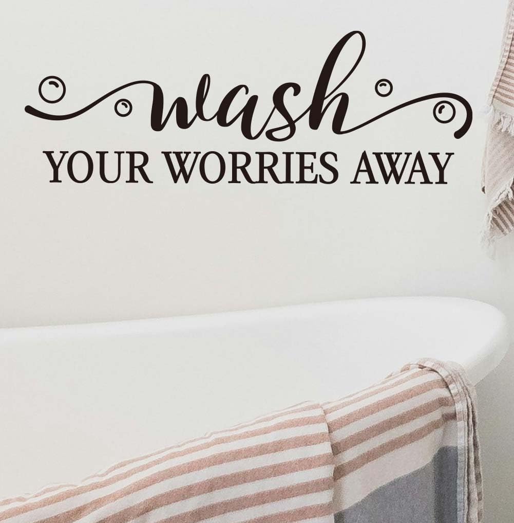 SUPERDANT Black Bathroom Wall Stickers Wash Your Worries Away Wall Decals