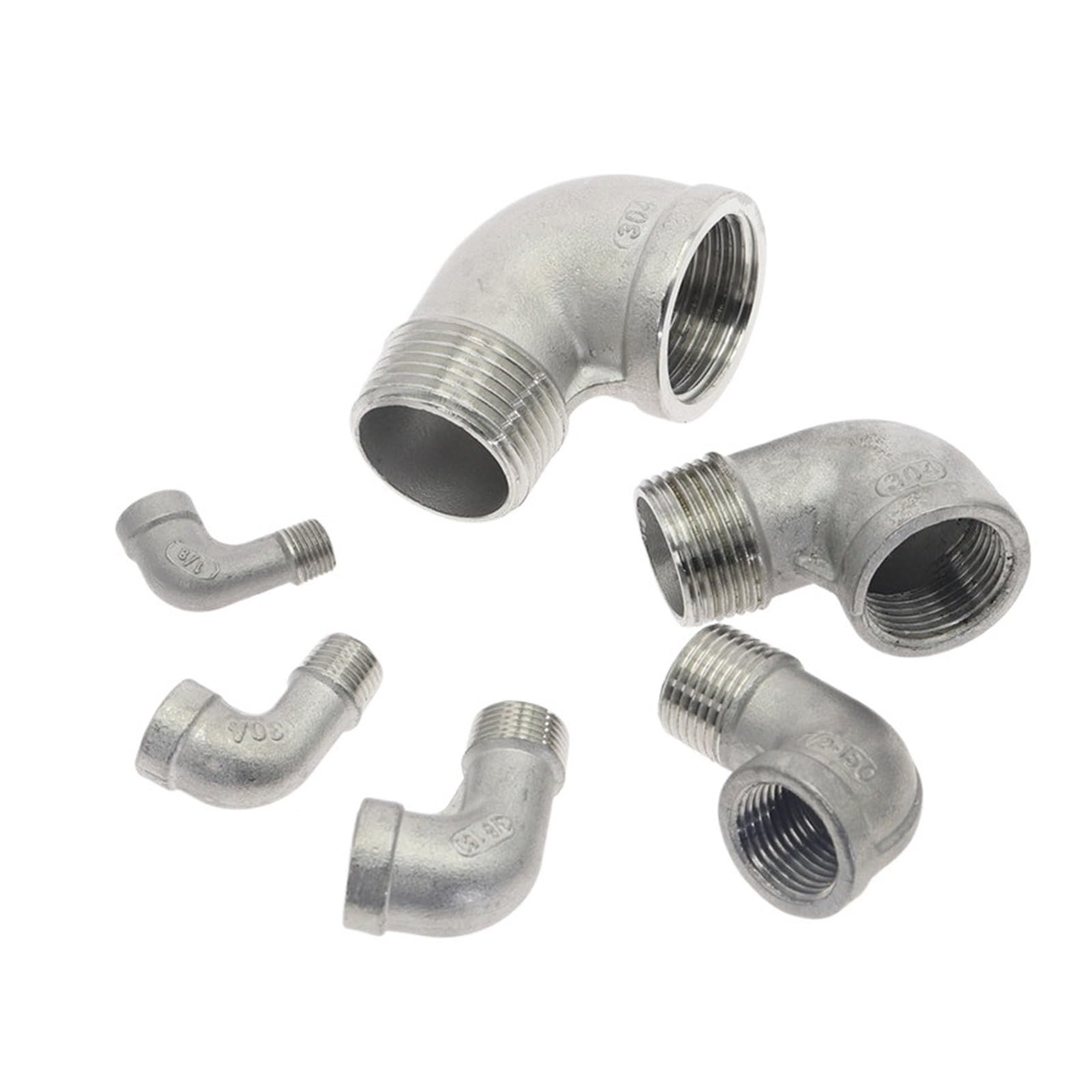 1/8" 1/4" 3/8" 1/2" 3/4" Edelstahl SS304 Innengewinde x Außengewinde Kraftstoff Street 90 Rohrverschraubungen mit Winkelgewinde for Wasser, Gas, Öl(3")
