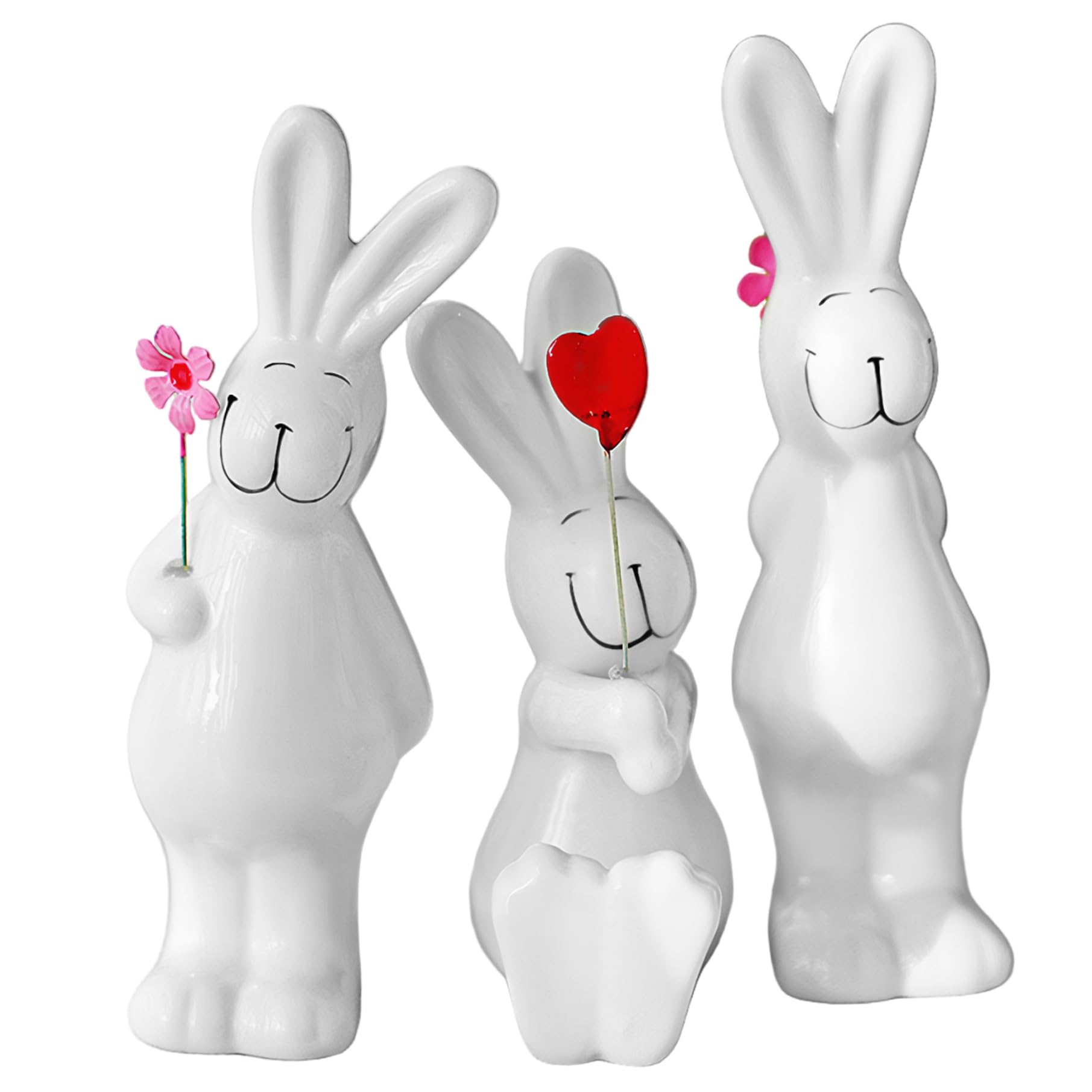 CAKEEYUM 3Pcs Easter Bunny Glossy White Ceramic Bunny Figurines Spring Home Table Centerpiece Arts Crafts Decorations Easter, Figurines, Decor, Decor, Table, Ea
