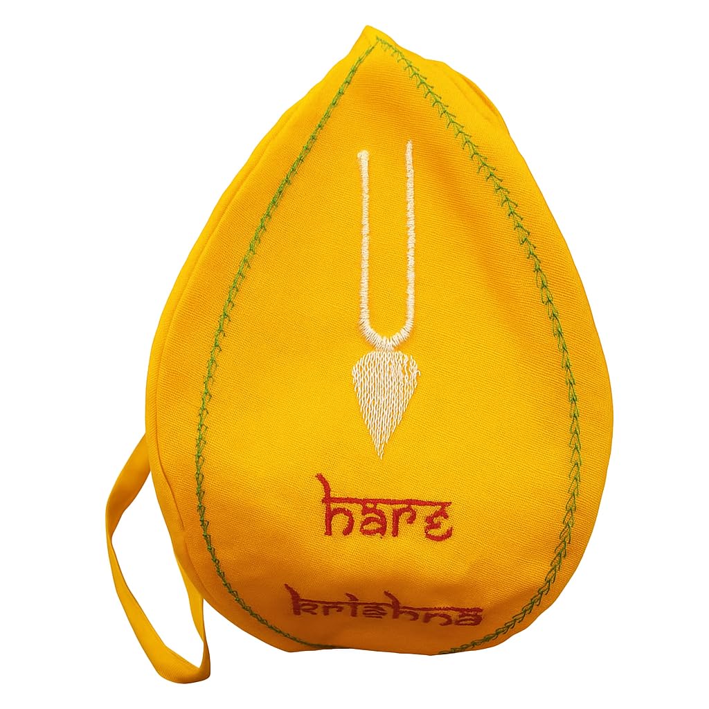 Gaumukhi Jaap Bag for Tulsi/Rudraksha Mala | Soft Cotton Chanting Bag with Zip Pocket | Comfortable Wrist Strap | Hare Krishna Embroidery | Mala Bag for Daily Meditation & Bhajan-image-41