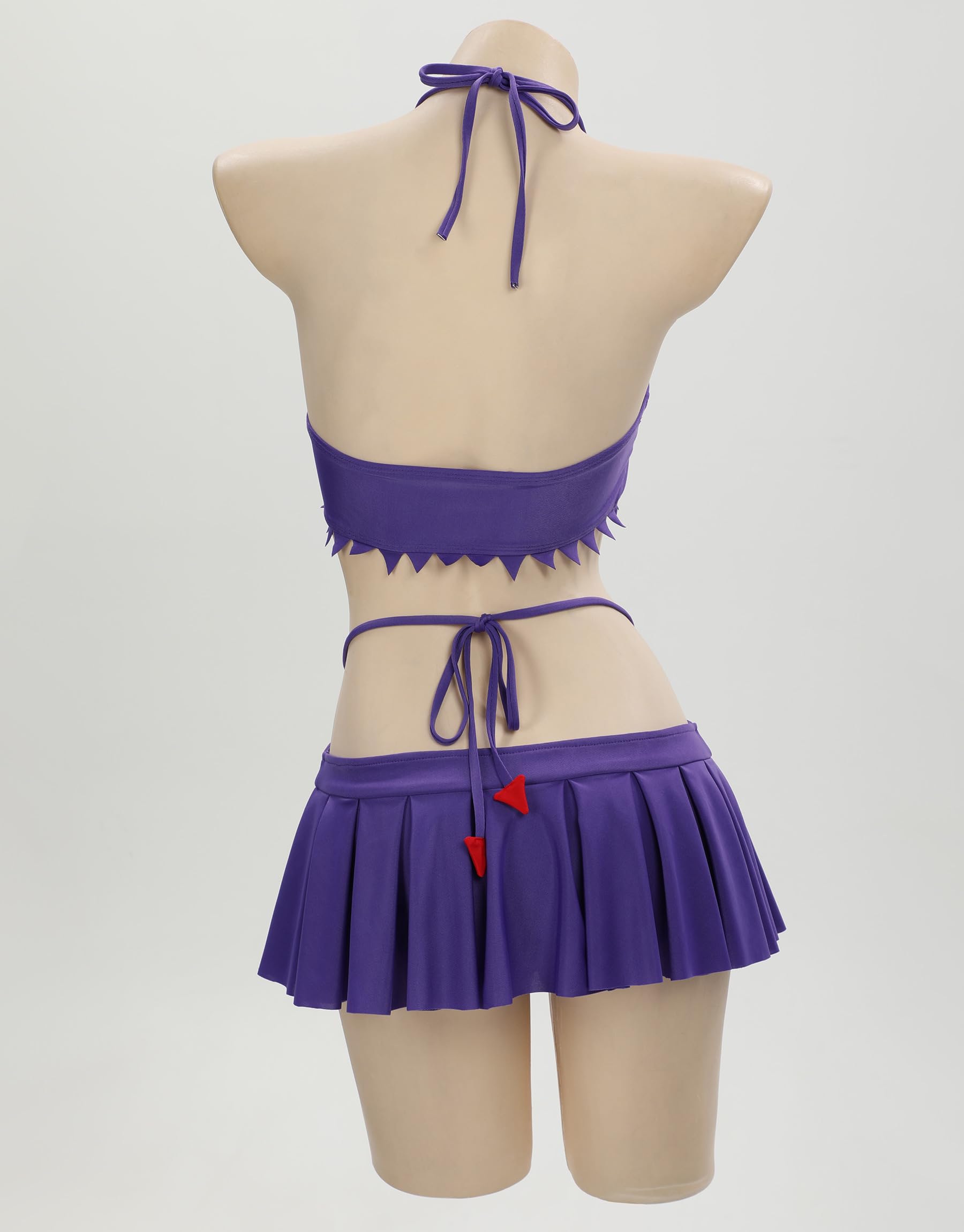 MEOWCOS Women's Bikini Sets Gothic Bathing Suit Two-Piece Swimsuit with Mini Skirt