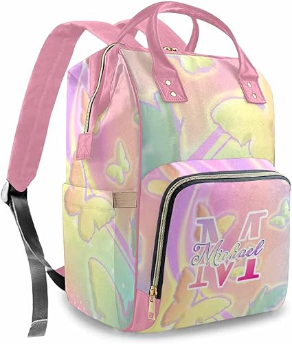 Miniatura 10 de Newcos Bolsa de pañales de maternidad personalizada con nombre, mochila de lactancia para mamá con gran capacidad para vacaciones, 322-7