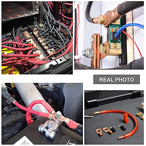 TKDMR 6pcs 1/0 AWG-3/8 Battery Lugs,Heavy Duty Wire Lugs,Ring Terminals,Battery Cable Ends,0 Guage terminals,Battery Terminal Connectors with 6pcs 3:1 Heat Shrink Tubing