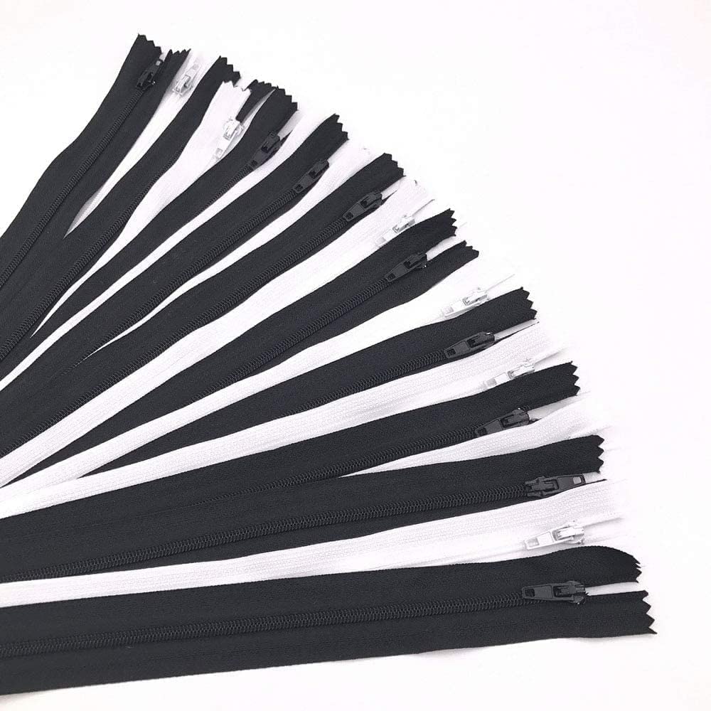 Cremalleras de metal，Cremalleras de bobina de nailonCremallera, cremalleras 20 piezas Cremallera de bobina de nailon n.º 3, for vestido de costura, ropa, camiseta, cremalleras de extremo cerrado, blan