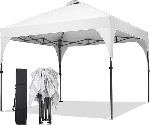 Miniatura 22 de Toldo desplegable de 10 x 10 pies, tienda de campaña instantánea para exteriores con bolsa de transporte, 3 alturas ajustables, portátil para Negro