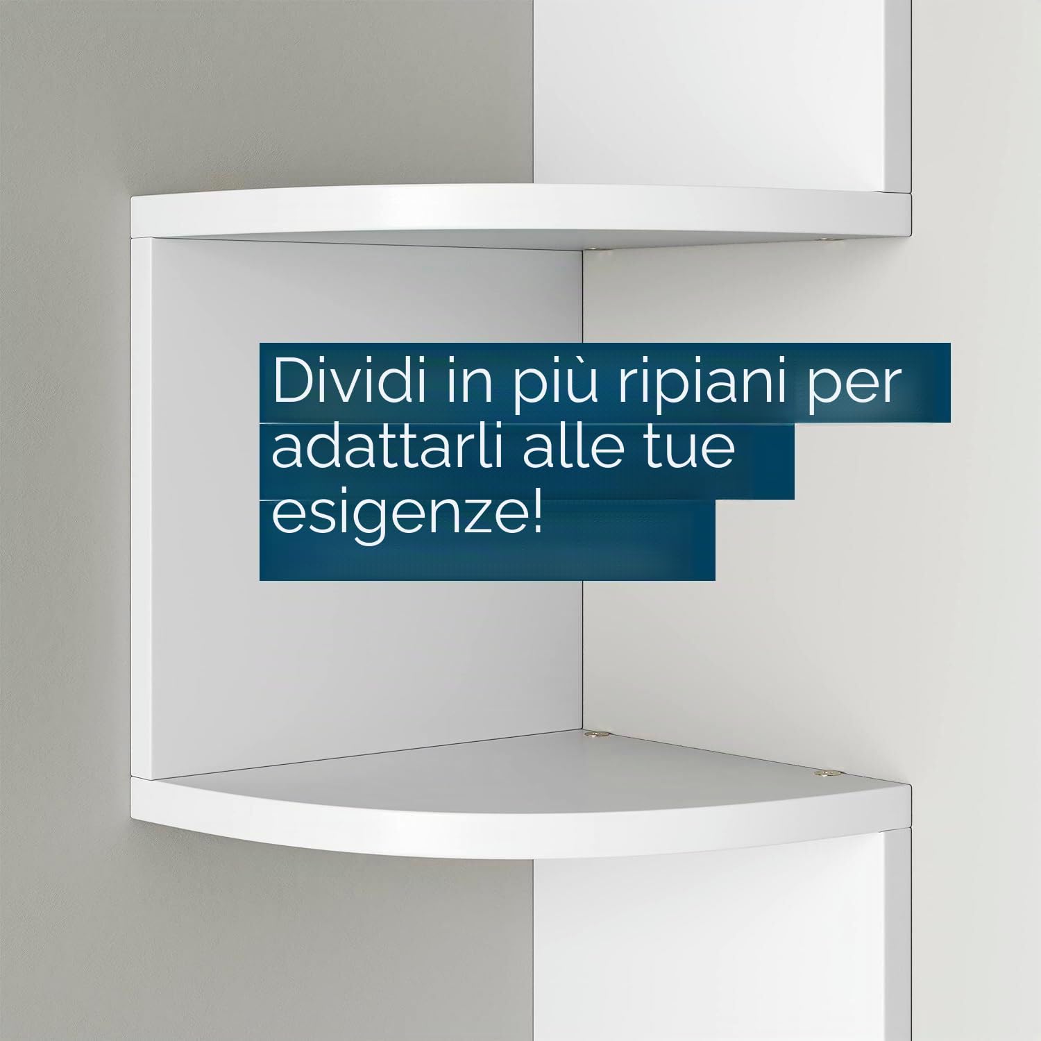edihome, Libreria Angolare, Scaffale da Parete, 5 Ripiani, 123 x 19,2cm, Legno Natural, Mensole da Muro Design, Cucina, Camera (Bianco)
