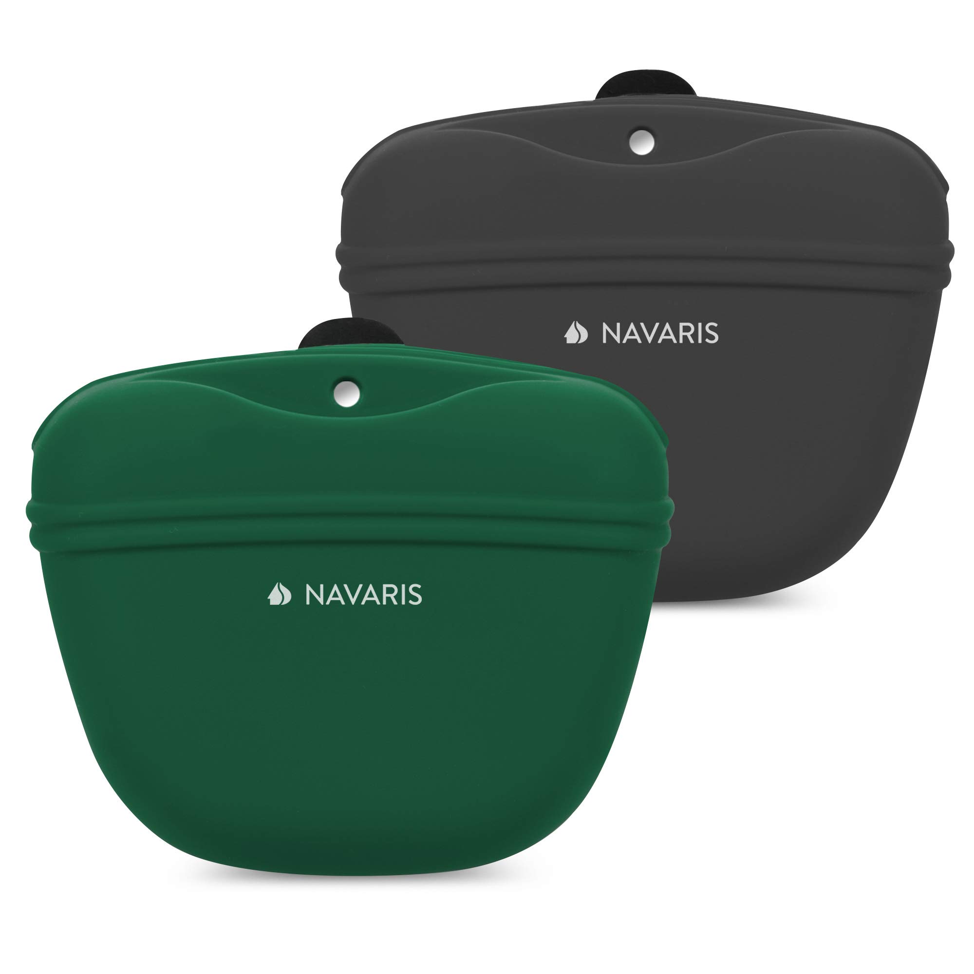 Navaris 2X Borse Croccantini Cani - Sacchetta Ricompense per Addestramento Passeggiata Cane - Tasca Porta-Oggetti Silicone 12,8x10,7x4,8cm