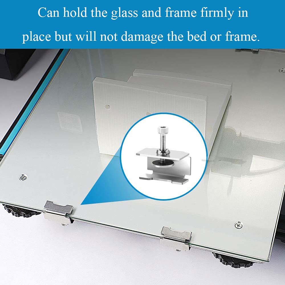 8x Edelstahl-Klemmen Für 3D-Drucker Glasbett - Kompatibel Mit Ender 3, Ender 5, CR-20 U.a.
