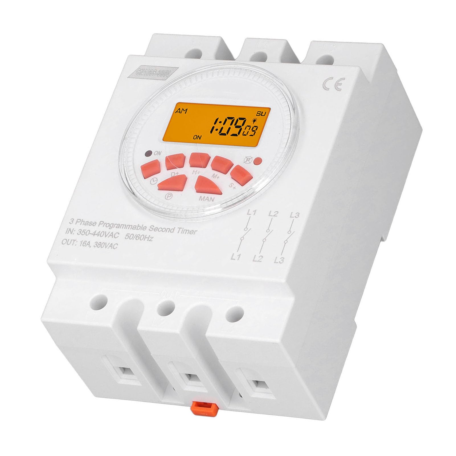 Interruptor Temporizador de Alimentación de Control Programable Trifásico Fácil de Usar con BateríA de Respaldo, para Puertas Automáticas de Gallinero, Resistencia de 16 A de Capacidad