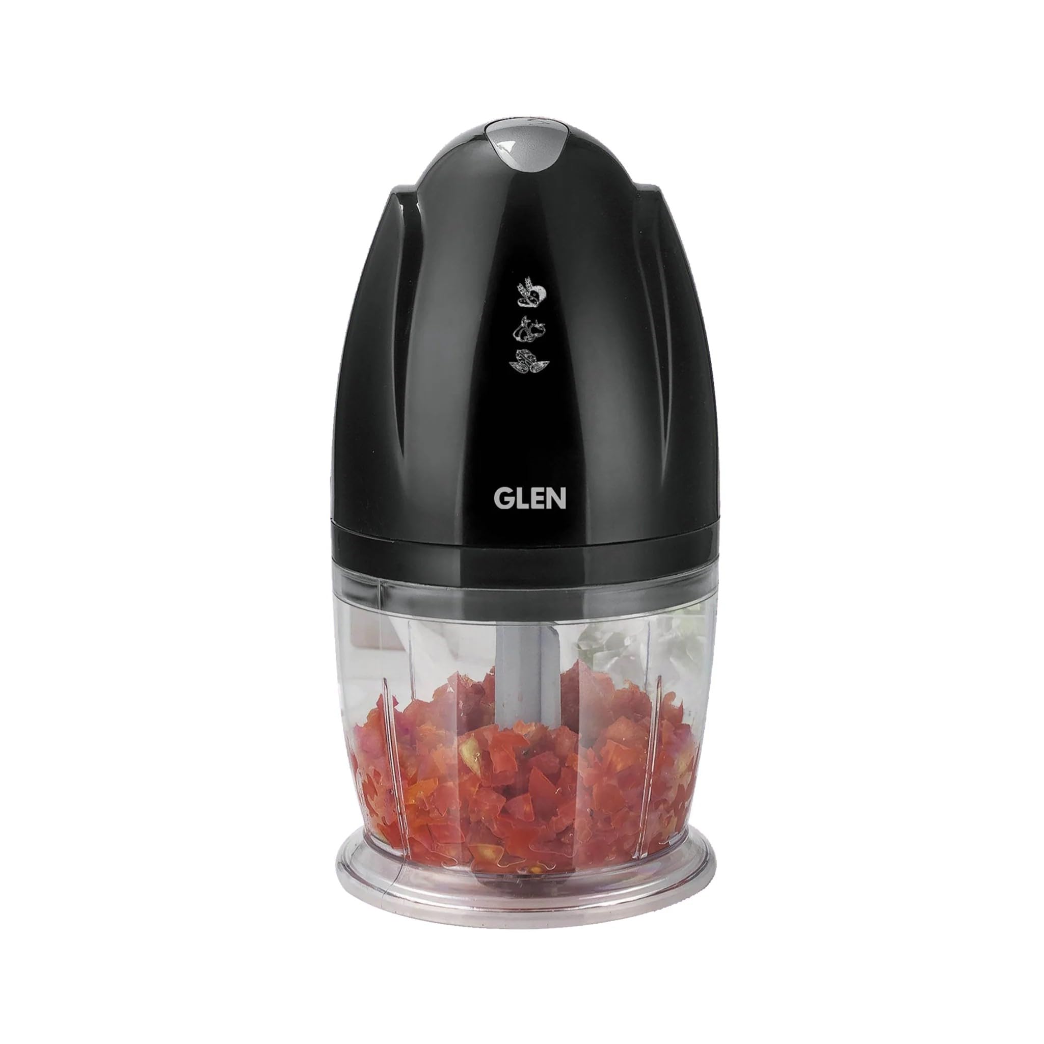 GLENElectric Chopper for Kitchen, 400ml Bowl, 200W Mini Fruit & Vegetable Cutter with Rust-Resistant Stainless Steel Blades, Whisker Disc, Chops Onion & Nuts - Black (SA4041MCBL)