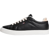 Tommy Hilfiger Donna Sneakers con Suola Preformata Icon Court in Pelle, Nero (Black), 35