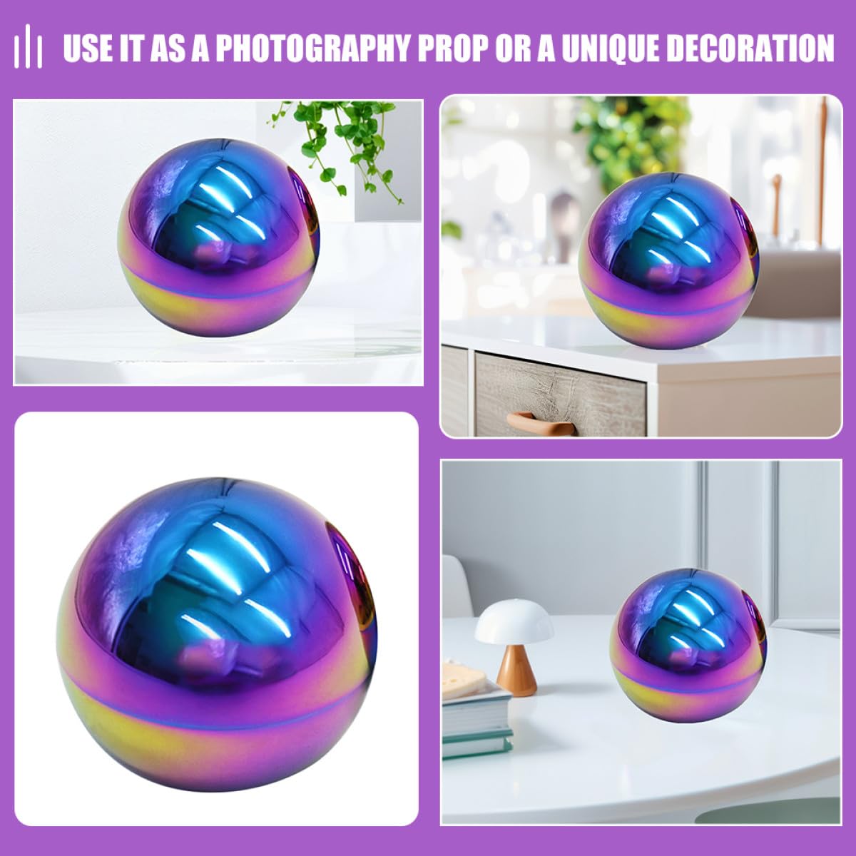 GALPADA Sfera Riflettente da Giardino in Acciaio Inox Lucidata a Specchio 15 Cm, Set 2 Pezzi, Palla Decorativa Luminosa Portatile per Esterni, Accessorio Fotografico e Oggetto Decorativo