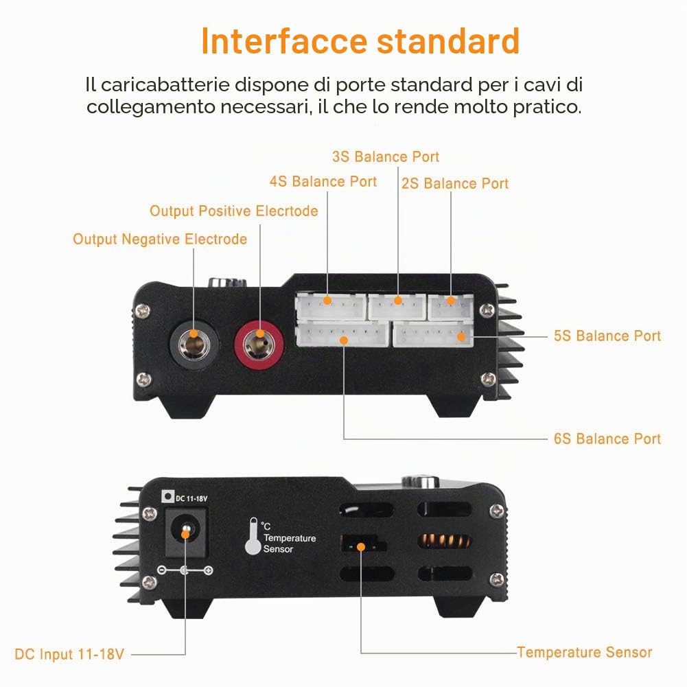 HTRC Caricatore LiPo 1S-6S Caricabatterie digitale per bilanciamento della batteria 80W 6A per la vita Batteria intelligente agli ioni di Litio NiCd NiMH PB
