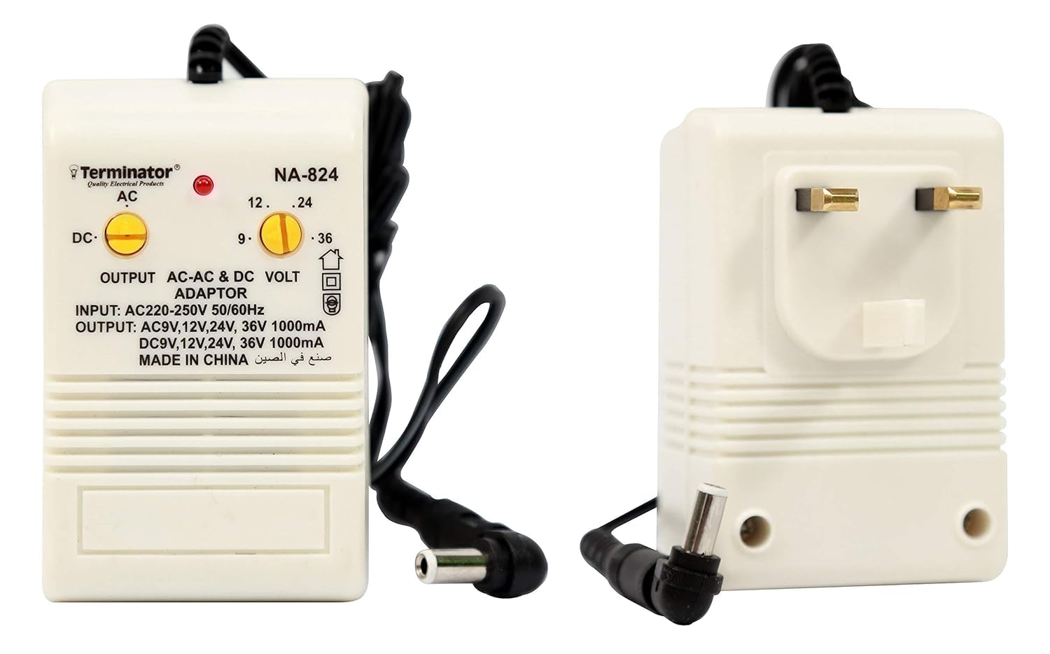 Ac To & Dc 9V 12V 24V 36V Transformer Controlled Voltage Converter 1000Ma With 13A Plugtop