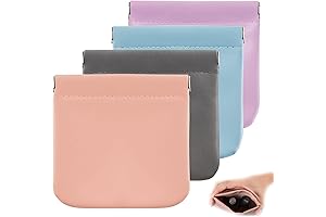 4-Piece Leather-Trimmed Small Travel Pouches with Zipper