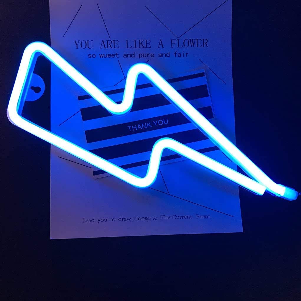 Buy Zermie Blue Neon Light Lightning Bolt Led Neon Sign Wall Light