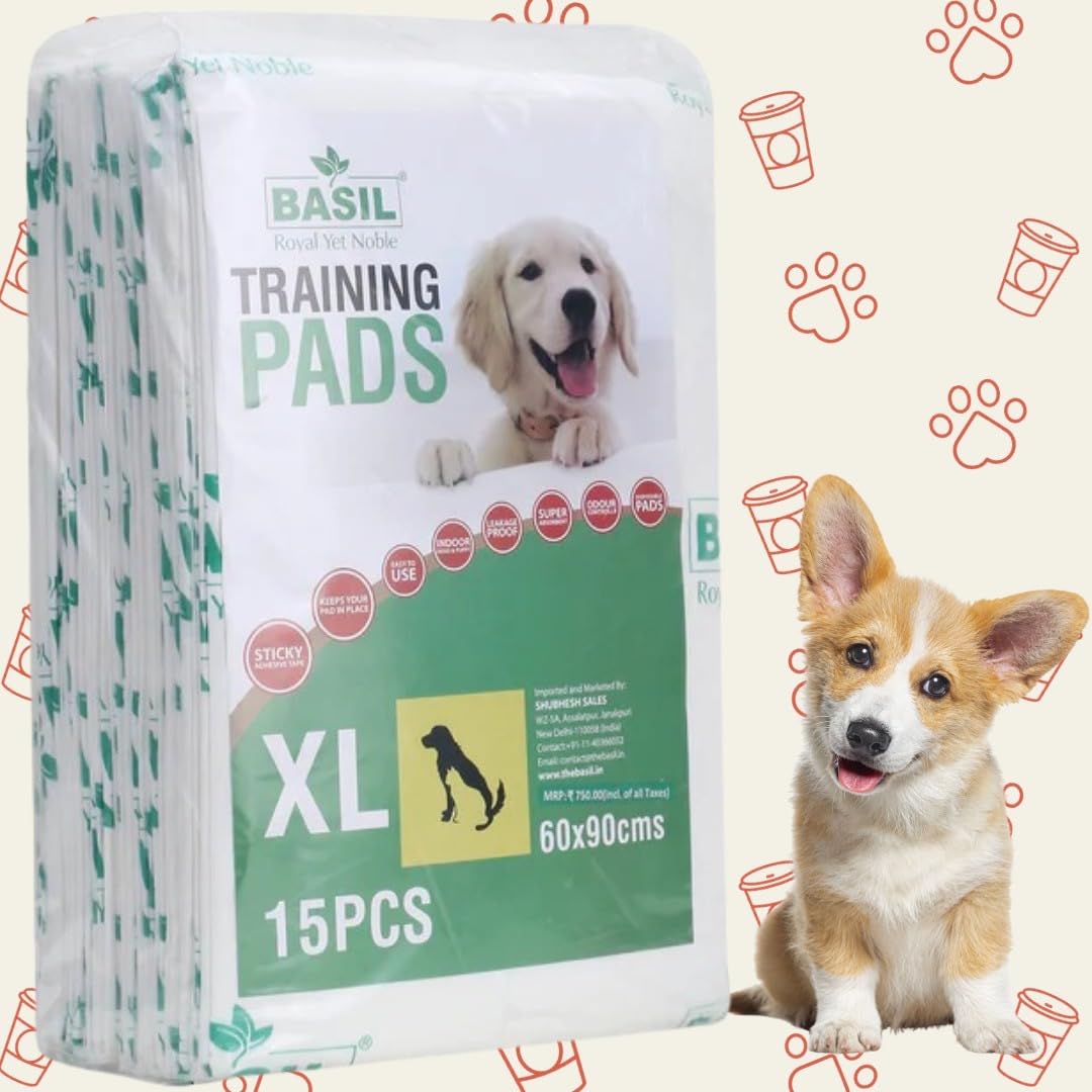 PetaHouse Basil 15 Absorbent Training Pee Pads with Leak Proof (Size - XL & 60x90 Cms) for All Pets Dogs, Puppy, Peeing Toilet Trainer Mats, Potty Pads- Pack of 1 (B0CC5KTXSK) Amazon Price History, Amazon Price Tracker