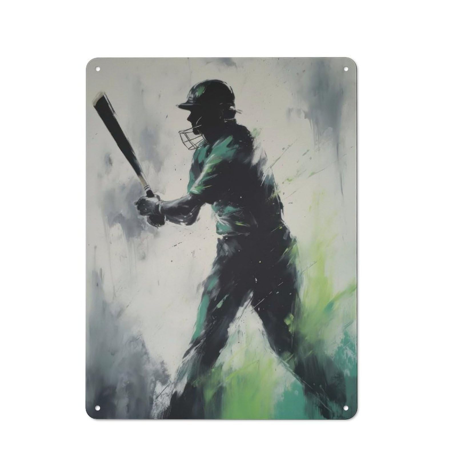Junmoney Elegant Cricketer Art Metal Wall Plaque With Design 40X30cm, Retro Novelty Wall Art For Bedroom, Kitchen, Office Or Living Room