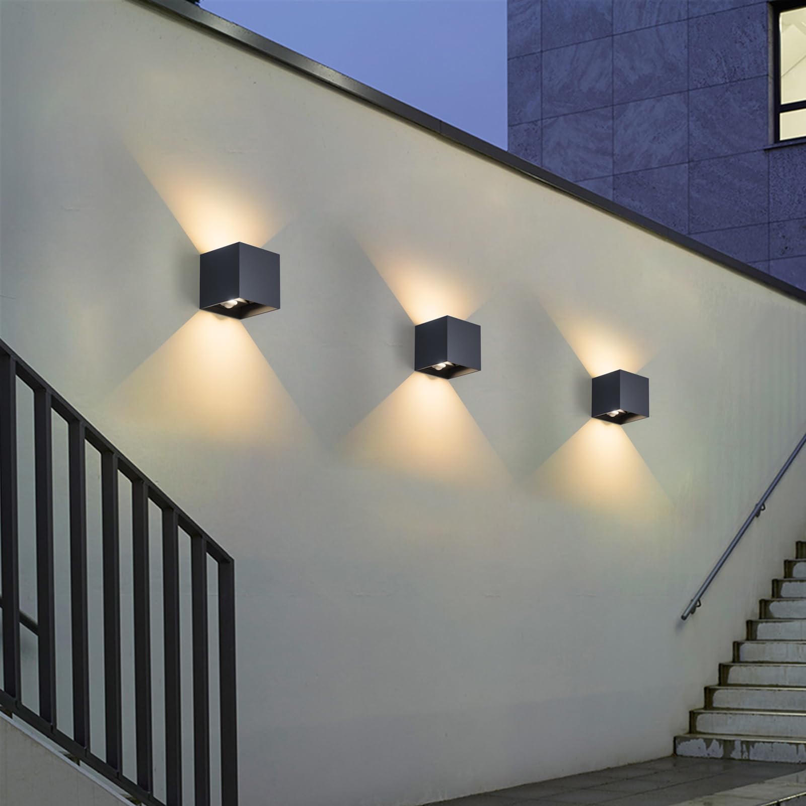 Klighten 4PCS Applique Murale Extérieur avec Détecteur de Mouvement 12W,IP65 Éclairage Mural extérieur/intérieur avec Angle de Faisceau Réglable, Applique Murale Up Down,3000K,Anthracite