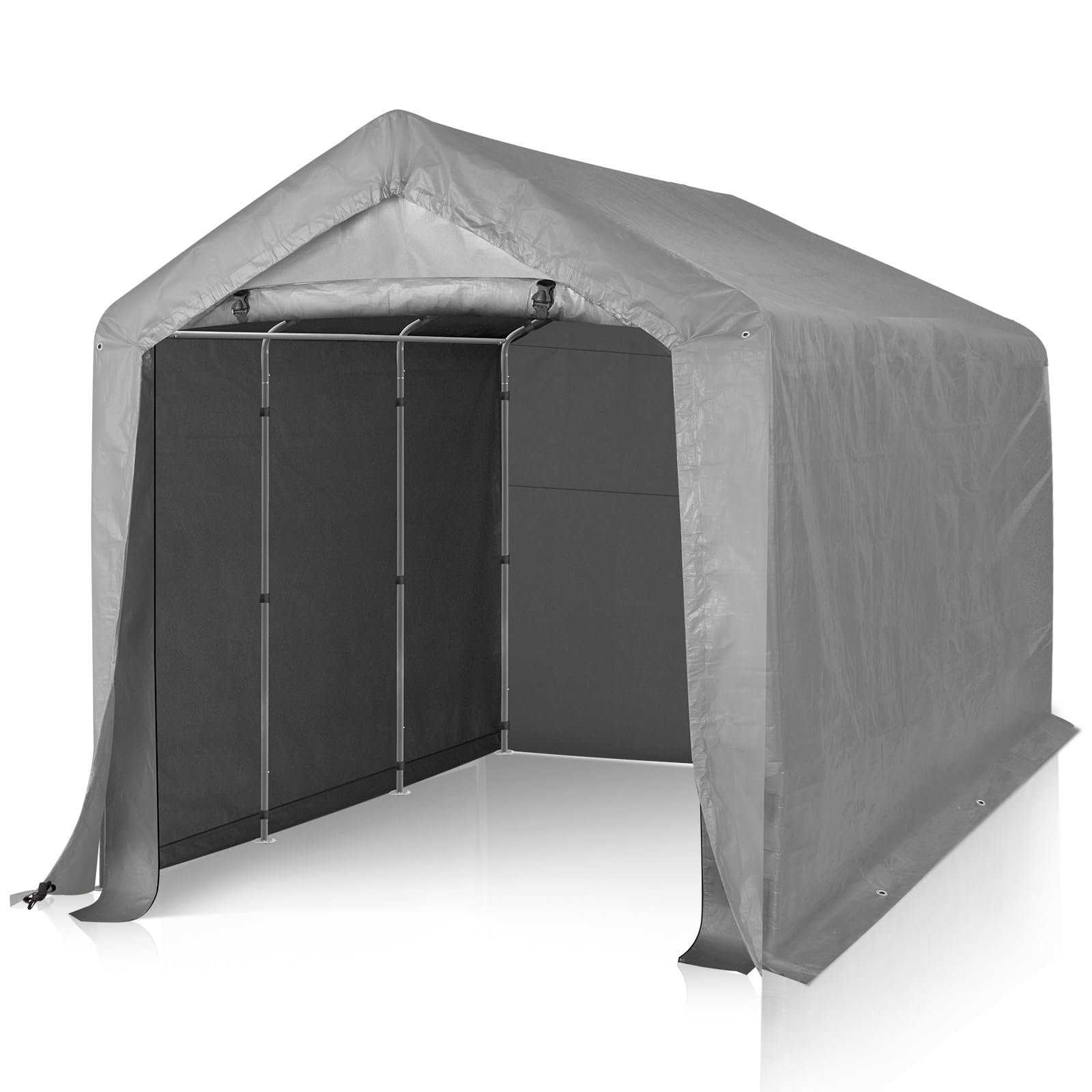 Outvita Outdoor Portable Storage Shed Tent, 8x12 ft Waterproof Carport with Roll-Up Zipper Door and Durable Galvanized Steel Frame, Ideal for Motorcycle, GTV, Bike, Wood Tool Lawn Mower Storage