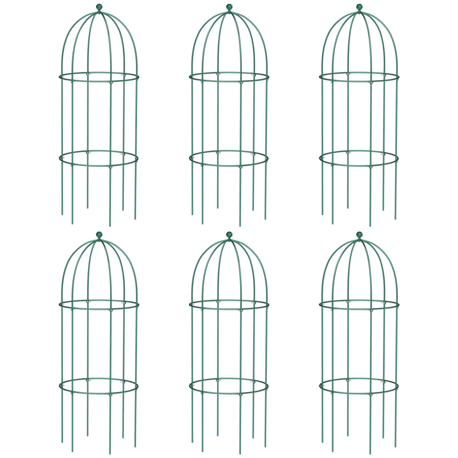 DoCred 6 Pack Garden Trellis for Climbing Plants, 17.7" x 47.2" Metal Rustproof Tomato Cage, Outdoor Indoor Flowers Potted Obelisk Trellis for Cucumber Vine Peony Lily Rose Plant Support