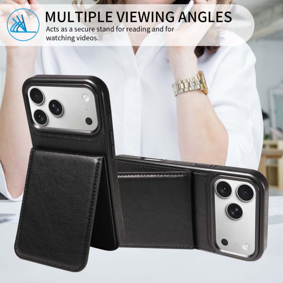 Étui Portefeuille en Cuir pour iPhone 17 Pro avec emplacements pour Cartes et Porte-Cartes - Protection optimale (pour iPhone 17 Pro/Violet Clair)