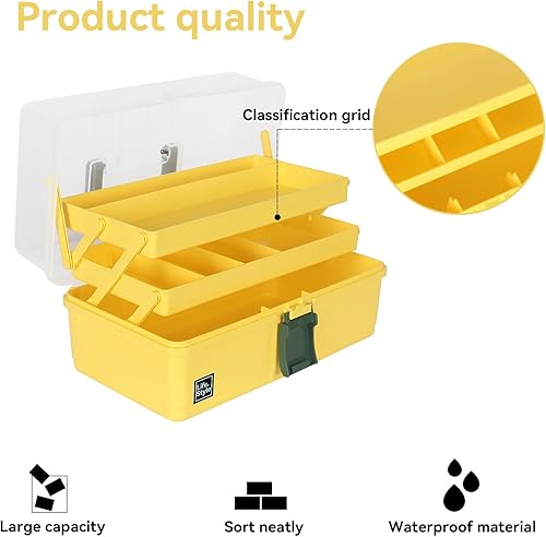 Miniatura 12 de WEWLINE Caja de almacenamiento de plástico de 3 capas para manualidades domésticas, organizador con asa, contenedor de almacenamiento portátil