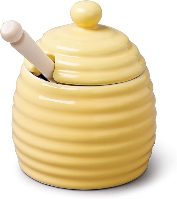 Honey Pot With Wooden Dipper