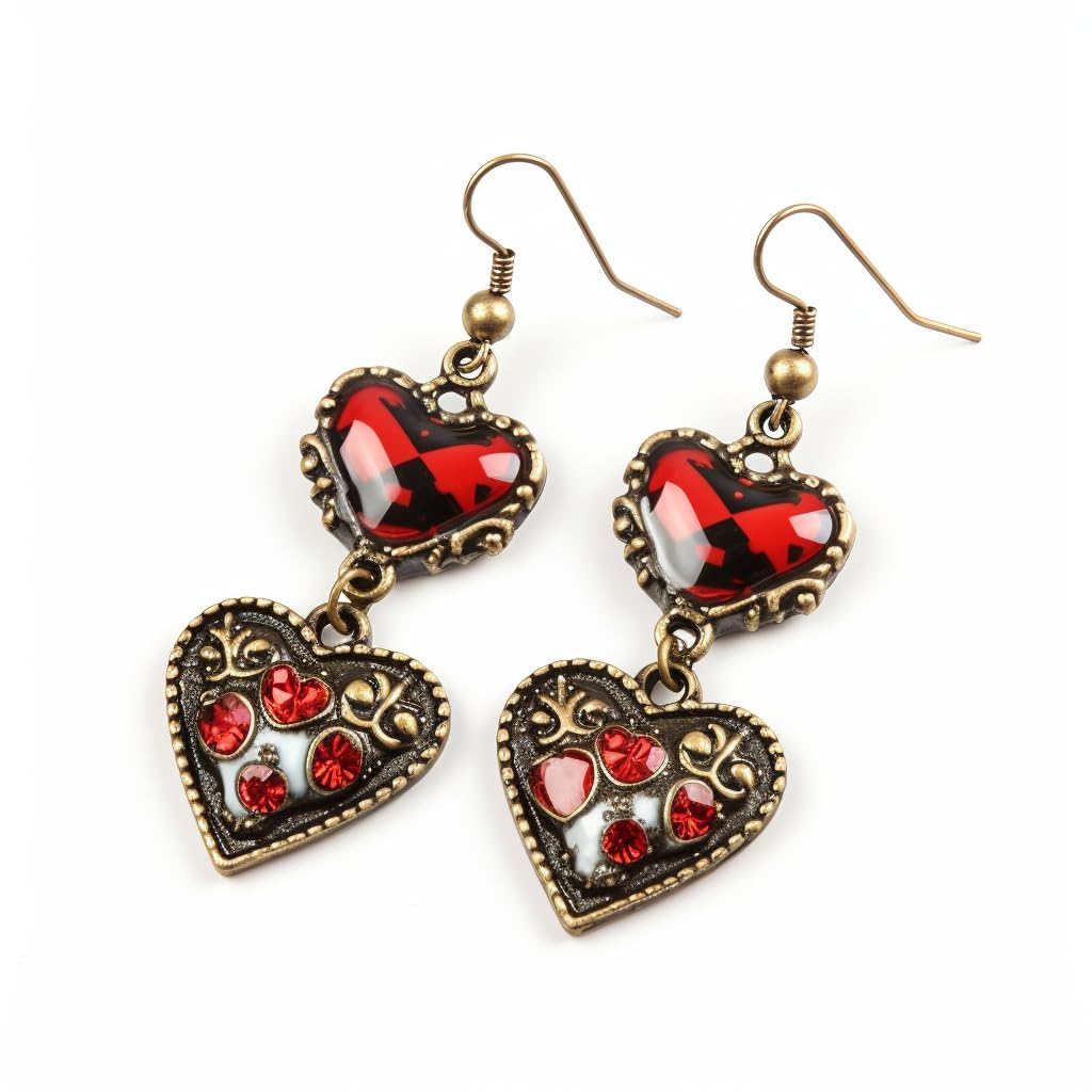 Vanlent's day Red heart shape earrings hoop earrings dangle jewelry