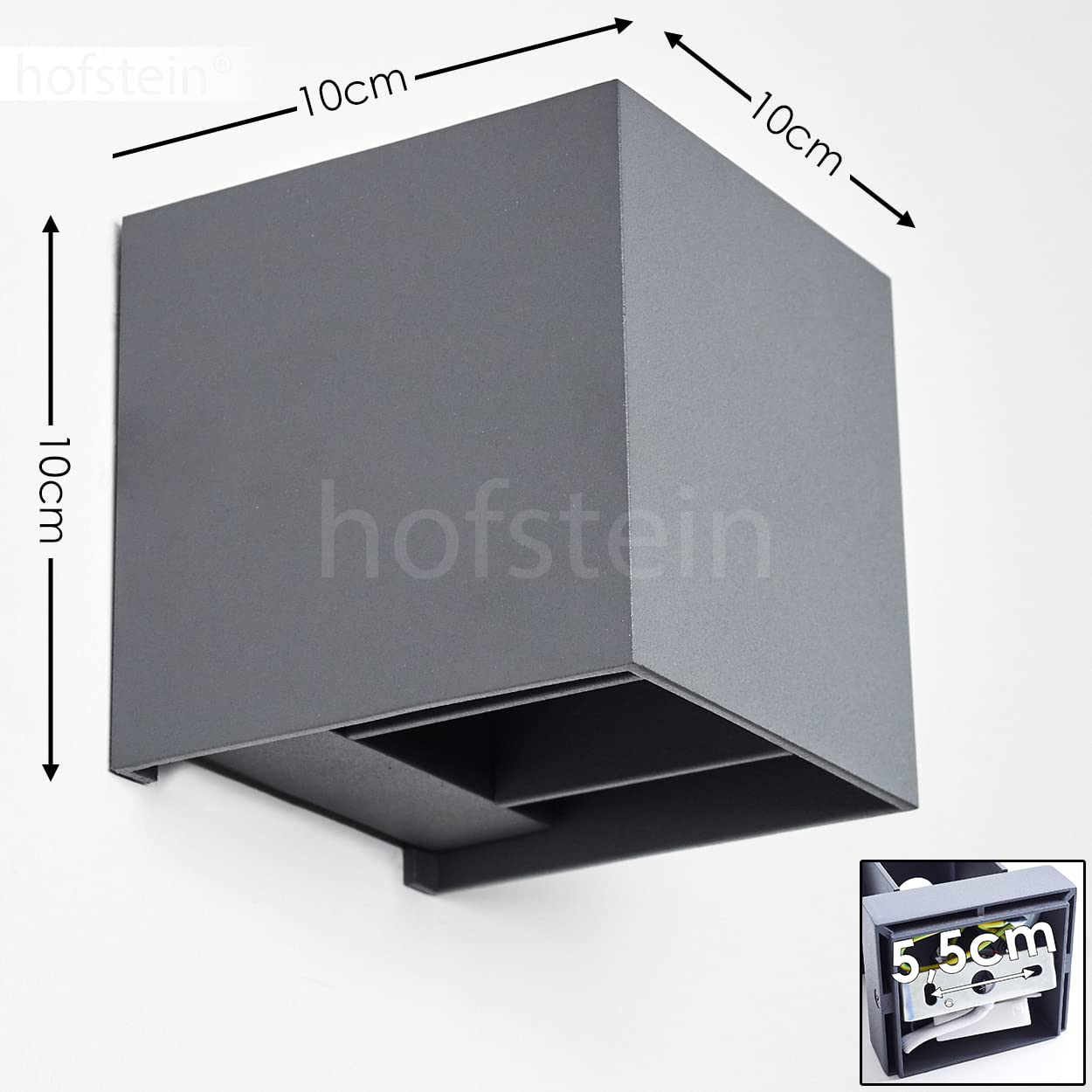 Hofstein Aplique Badajoz, Moderna Lámpara De Pared De Metal En Color Antracita, Lámpara Redonda Con Diferentes Efectos De Luz, Lámpara Up & Down, 1 Llama, 1 X G9, Sin Bombilla(s