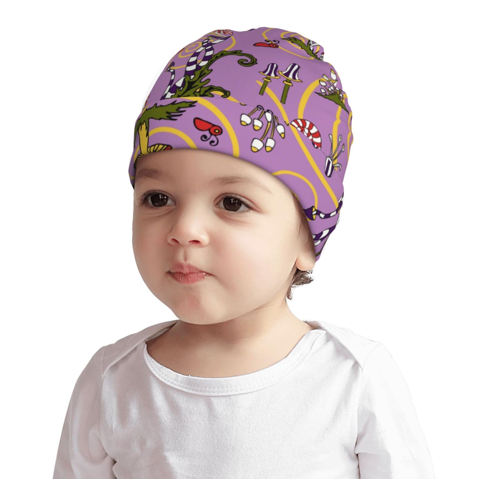 Rqzwdq Mushrooms and Butterflies Kids Beanie Hats Warm Knit Beanie Cap Skull Caps Gifts Decor for Boys Girls White