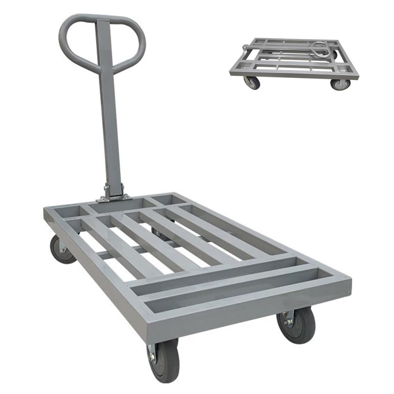 Carrito de plataforma plegable de alta resistencia, carretilla de mano multiusos, capacidad de 660 libras, 37.4 x 21.6 x 35.4 pulgadas