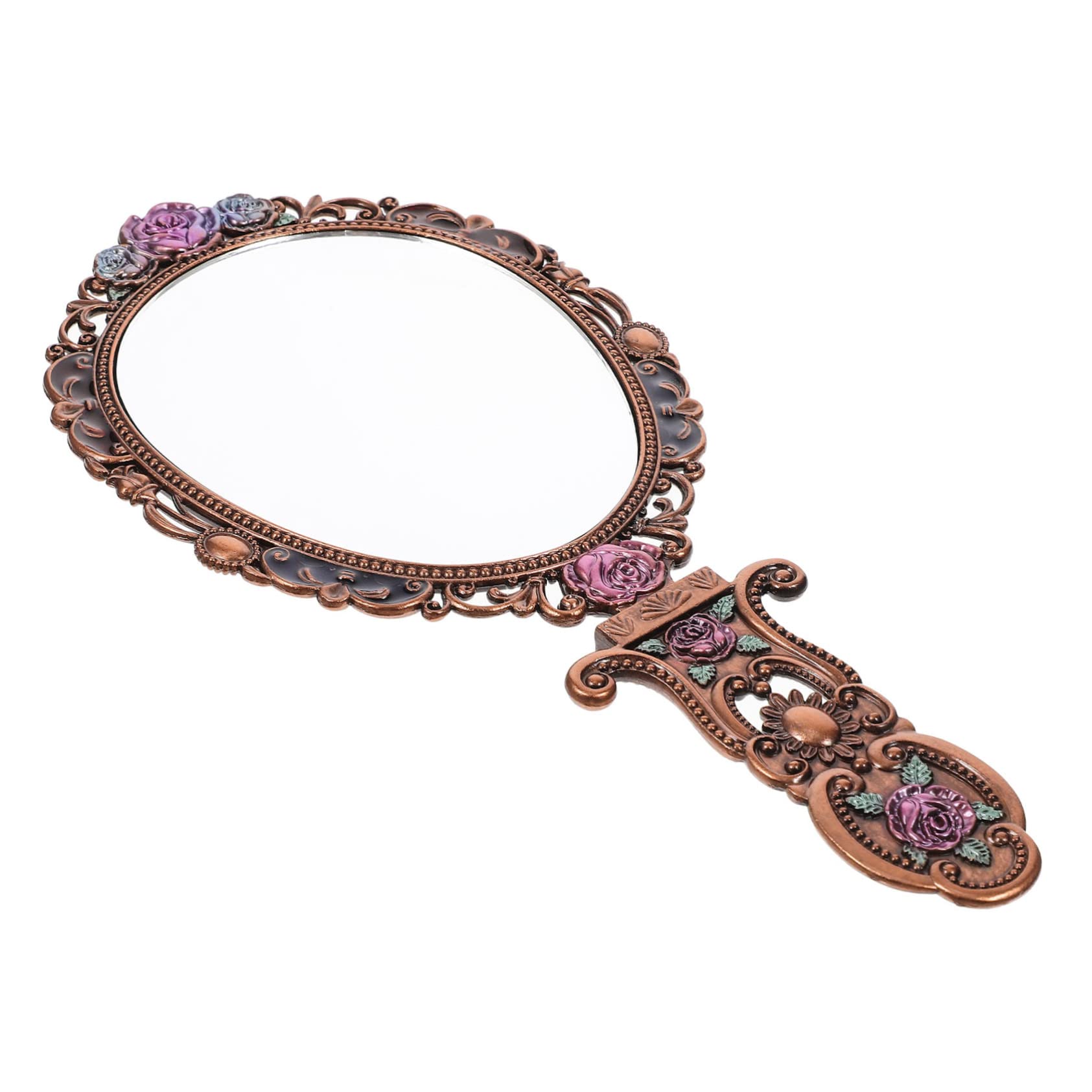 Miroir de maquillage vintage en alliage de zinc avec poignée élégante WOONEKY
