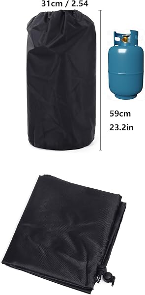 Gas Tank Cover, 31 x 59 cm Oxford Fabric, Ventilated, Waterproof, 210DpropanoseratoioCover, Gas Tank Cover, for Gas Bottles, UV and Weather Resistant (1) - 2