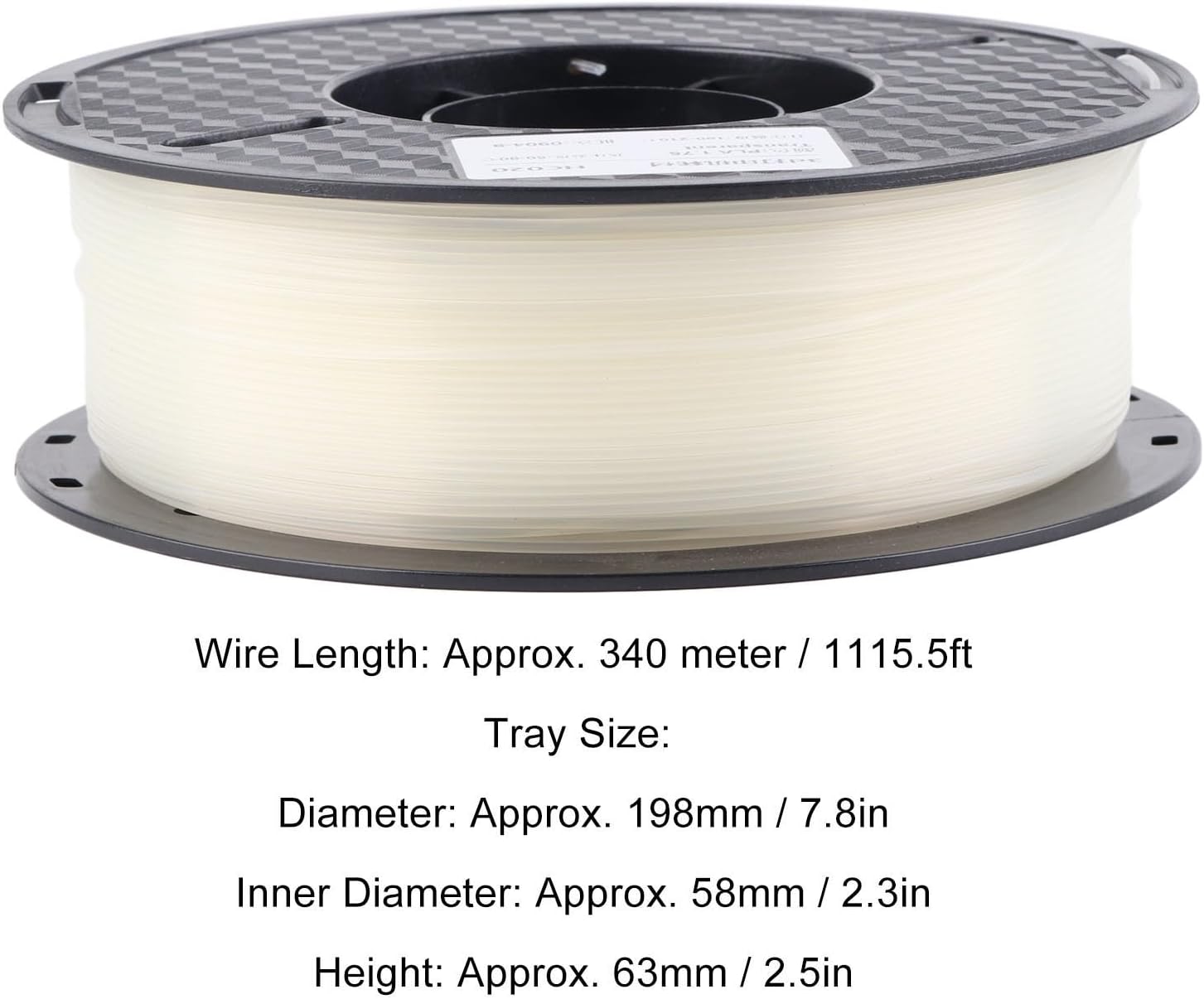 PLA Filament 1.75mm 3D Printer Filament 1kg 1115.5ft Filament High Accuracy Printing Consumables Replacement for 1.75mm 3D Printers(Transparent)