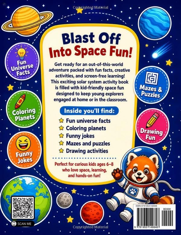 Solar System Activity Book for Kids Ages 6-8: Learn Fun Universe Facts with Coloring Planets and Astronaut | Enjoy Reading Funny Jokes | Outer Space ... Young Explorers in the Classroom & Homeschool image 3