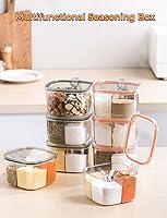 Vista 7 de Caja transparente de marca, juego de recipientes sellados de 4 compartimentos con tapa, cubierta y cucharas de servir, tarros de plástico