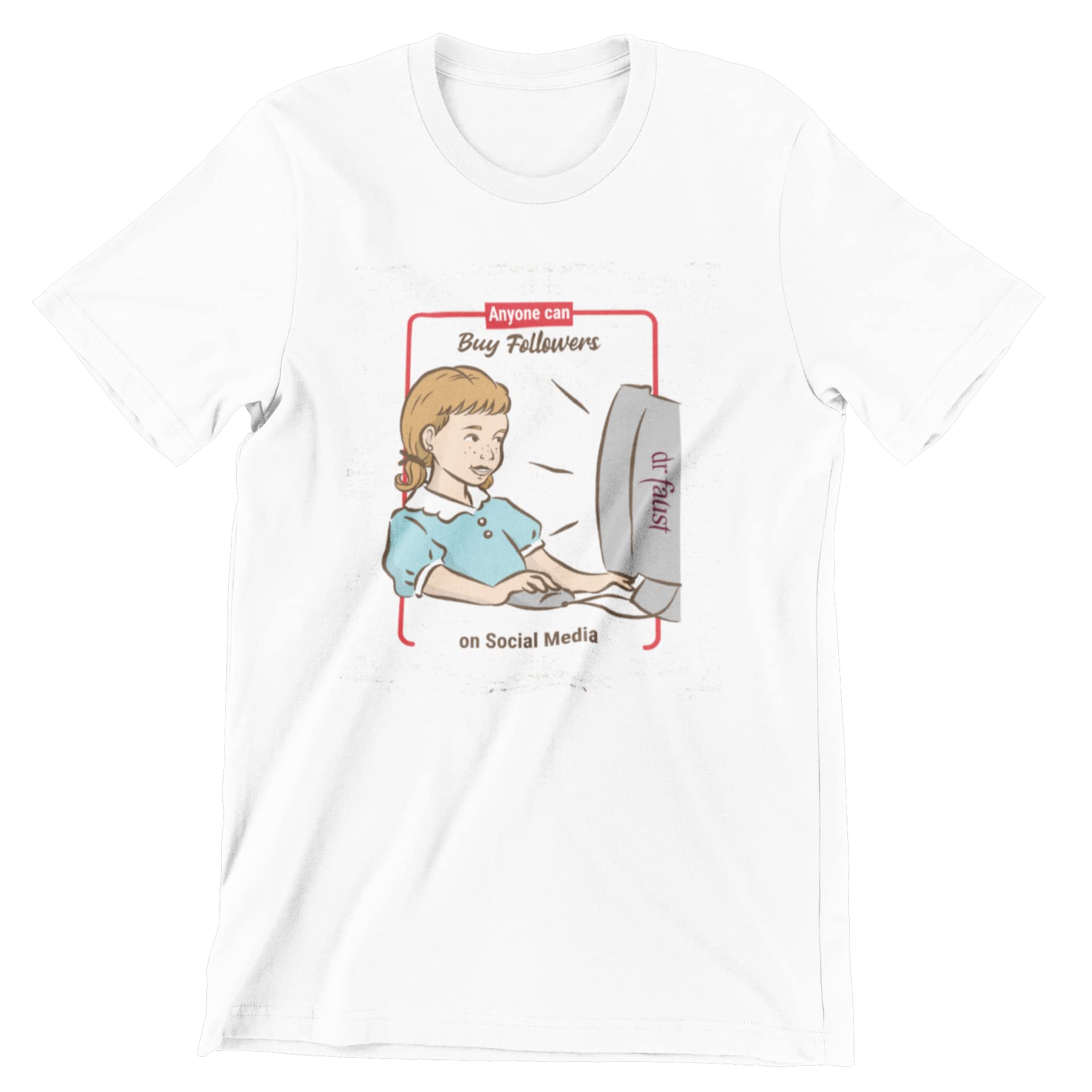 dr faust Anyone can Buy Followers Dark Humour Printed White Unisex t-Shirt for Men & Women Tattoo Skating Inspired Alternative Streetwear Apparel