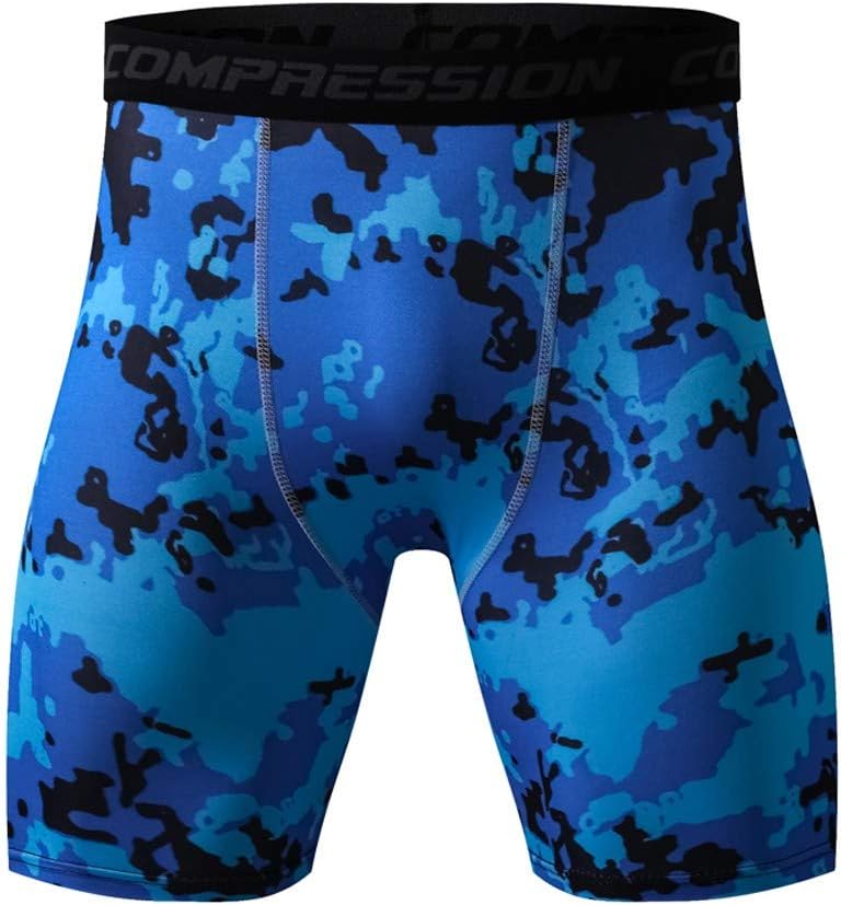 MOIKA Men's Fitted Shorts Bodybuilding Workout Gym Running Tight Lifting Shorts Man's Printed Workout Leggings Fitness Sports Running Yoga Athletic Short Pants
